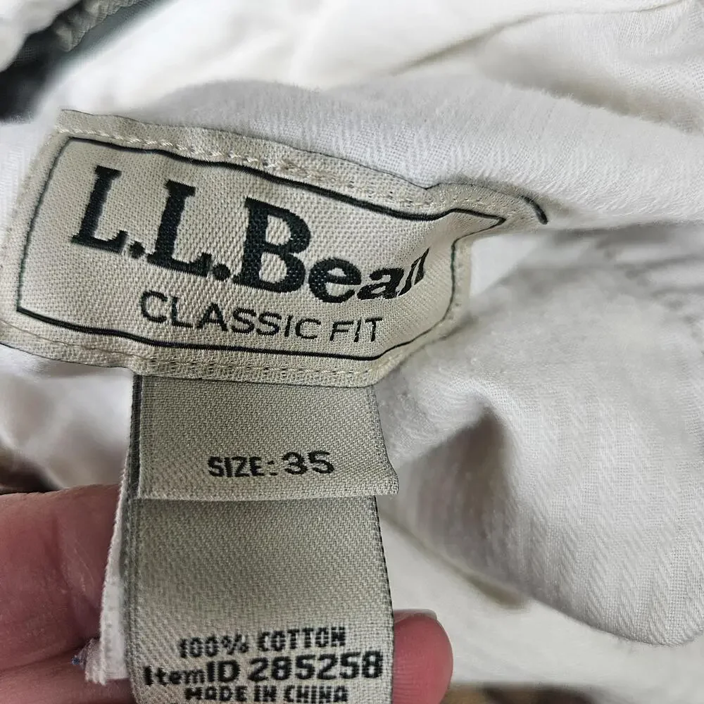 LL Bean Corduroy Pants Mens 35 (35x30) Tan Classic Fit Pleated Front Wide Wale